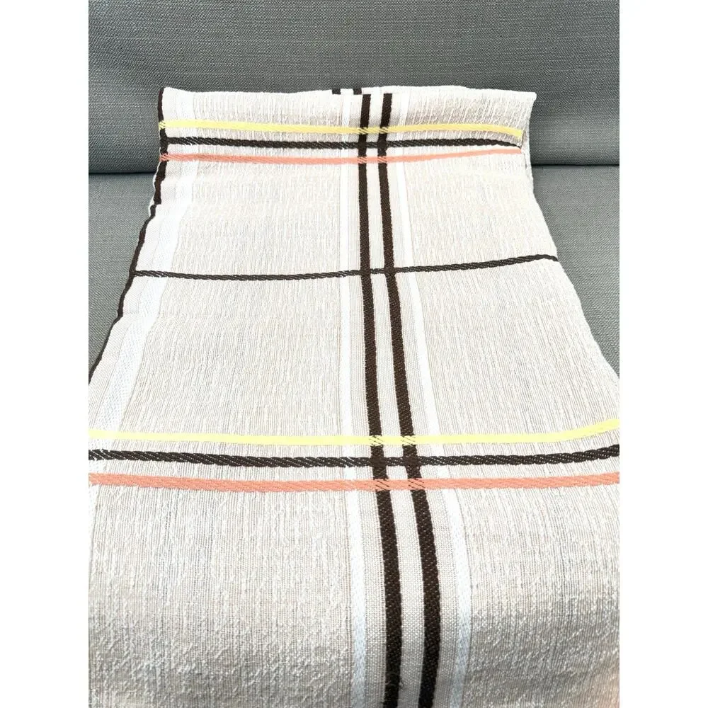 Vintage 1970s Sears Toughcord Twin Bedspread 76x110 Beige Brown Orange Stripe